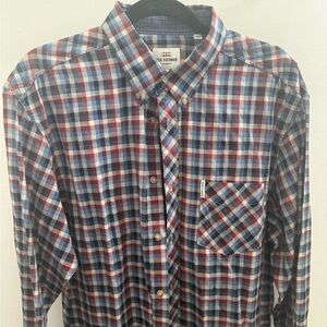Ben Sherman Red and Blue Plaid Button Down Shirt